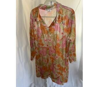 daniel benjamin neon floral shirt size 3X colorful tropical button up